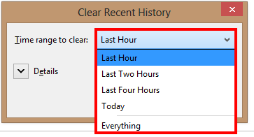Time Period selected to Clear